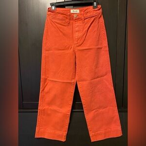 Madewell Pants Emmett Wide Leg Crop Cotton Stretch Boho High Rise